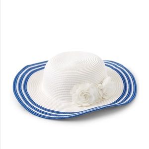 Girls Striped Floral Sun Hat